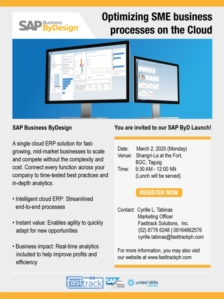 SAP ByD | Optimizing SME business processes on Cloud | March 2, 2020