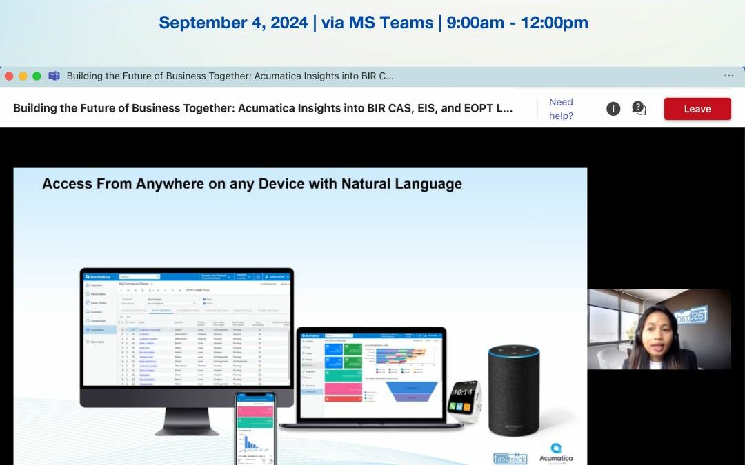 “Building the Future of Business Together: Acumatica Insights into BIR CAS, EIS, and EOPT Law”